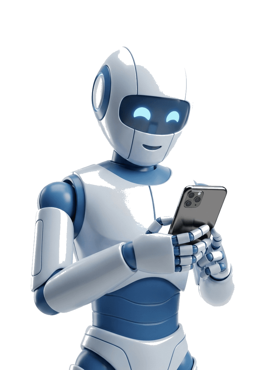 Robô usando celular